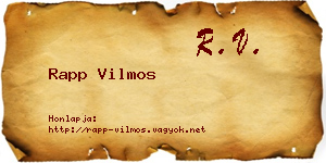 Rapp Vilmos névjegykártya